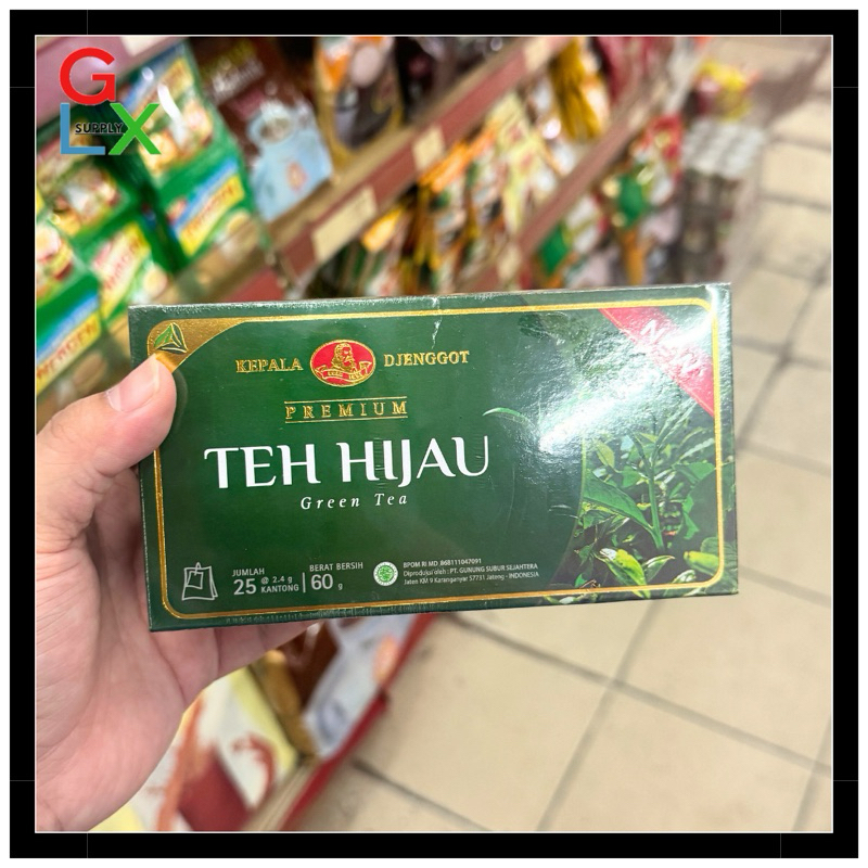 

GLX SUPPLY | TEH HIJAU GREEN TEA PREMIUM CELUP CAP KEPALA DJENGGOT ISI 25 kantong