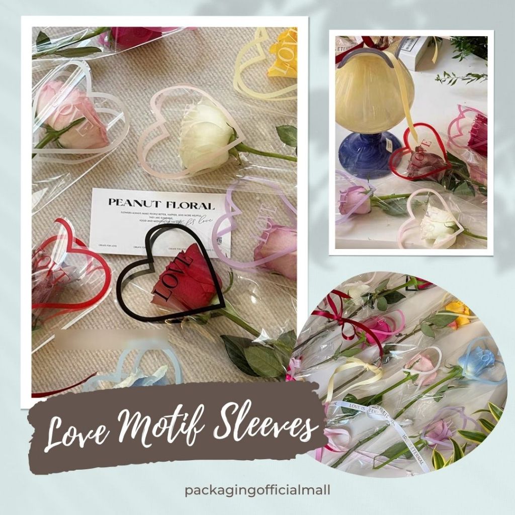 

LOVE MOTIF SLEEVES / KANTONG PLASTIK BUNGA / FLOWER SLEEVE / CORONG BUKET BUNGA / FLORIST SUPPLY