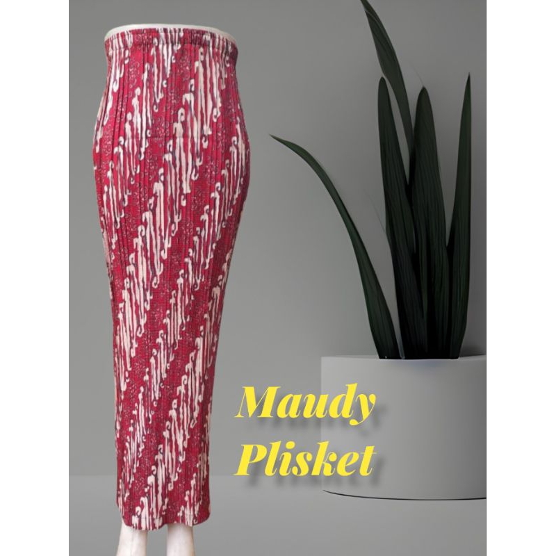 REALPICT ROK PLISKET BATIK PANJANG KHUSUS WARNA MERAH BAWAHAN KEBAYA MODERN