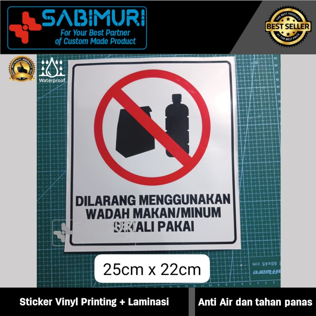 

Sticker Vinyl - Sign K3 kantor Dilarang Menggunakan Wadah Minum Sekali Pakai