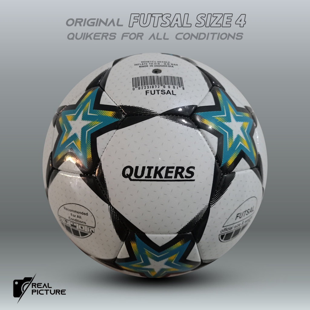 Bola Futsal Original Size 4 Asli Quikers Putsal Ori Murah Jahitan Mesin Training Ball