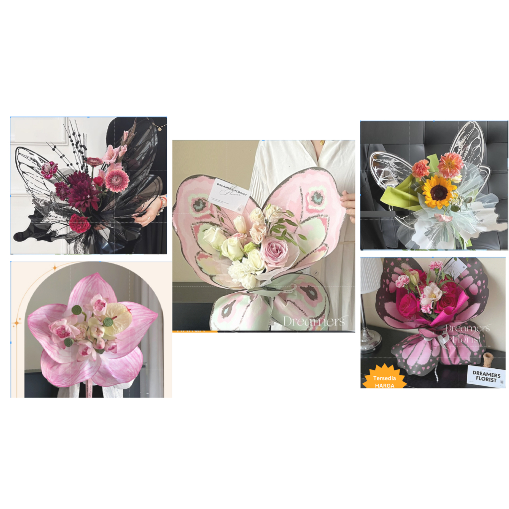 

(1SET - Kupu Utuh / Blooming Bunga ) Wrapping Buket Paper Plastik Korea