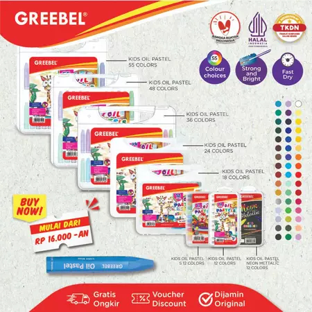 

GREEBEL Crayon Krayon Kids Oil Pastel / Crayon Greebel / Krayon Sekolah Anak & Professional Non Toxic