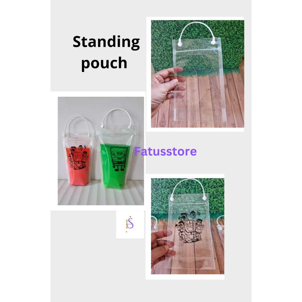 PAKET Plastik Es Standing Pouch 12 x20 cm  Gantungan, BluTop 50 Pc Berdiri Tegak Seller Doble