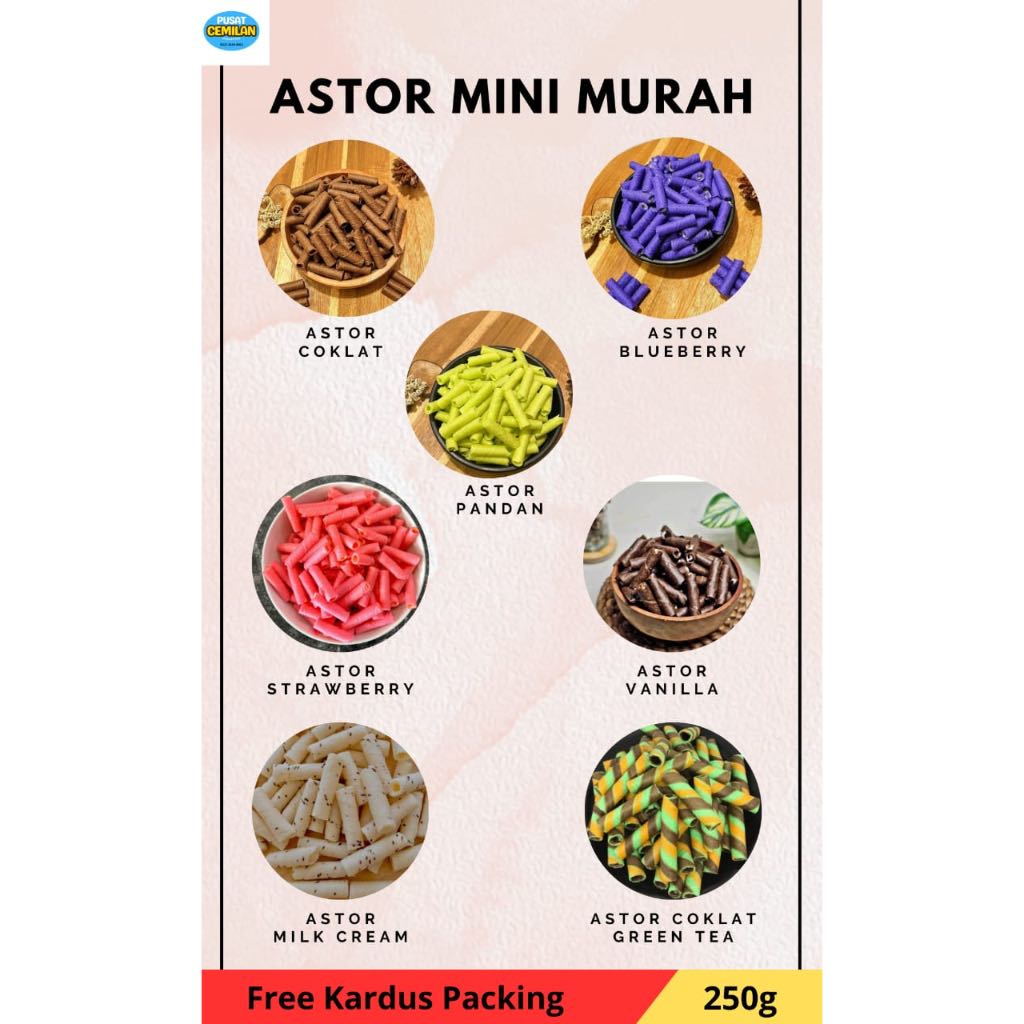 

Snack Kiloan | Astor | Astor Mini | Stick Stik Wafer Mini | Wafer Astor | Mini Roll Astor | Twister | Makanan ringan | Murah Enak Gurih Krispi Crispy | Camilan Cemilan Astor | Astor premium original | Renyah Isi 250 gram.