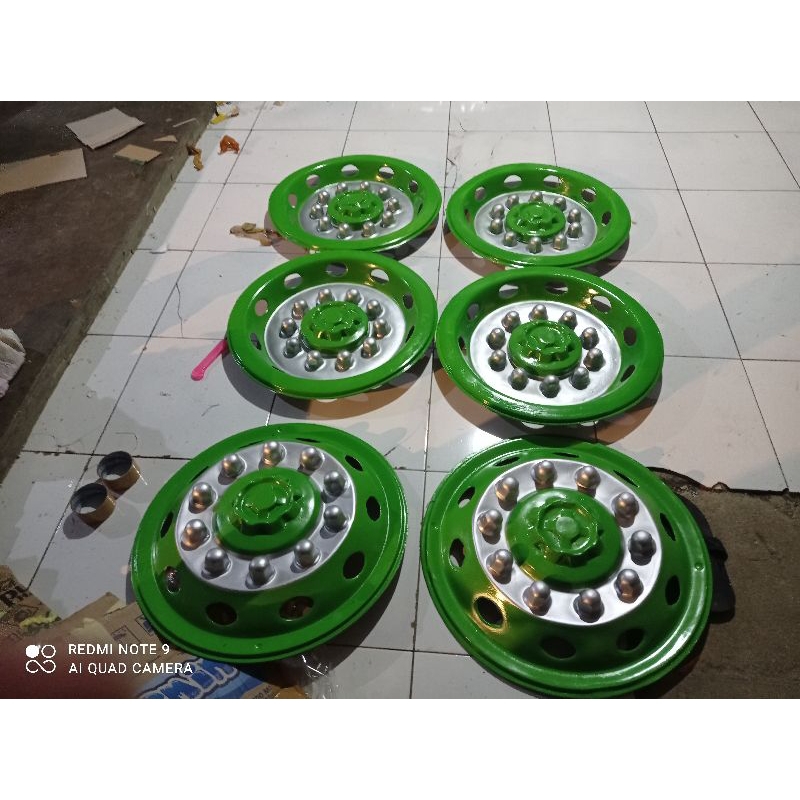 weldop baut ring 20 truk Fuso/tronton(6 biji depan 2 blkng 4) ijo silver