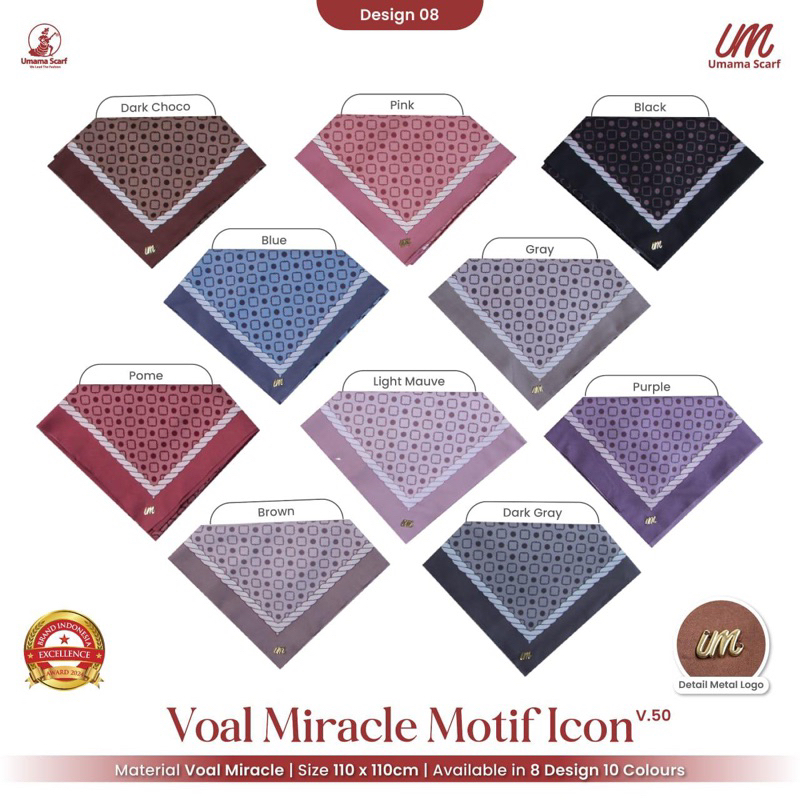 HIJAB SEGI 4 VOAL MIRACLE MOTIF ICON