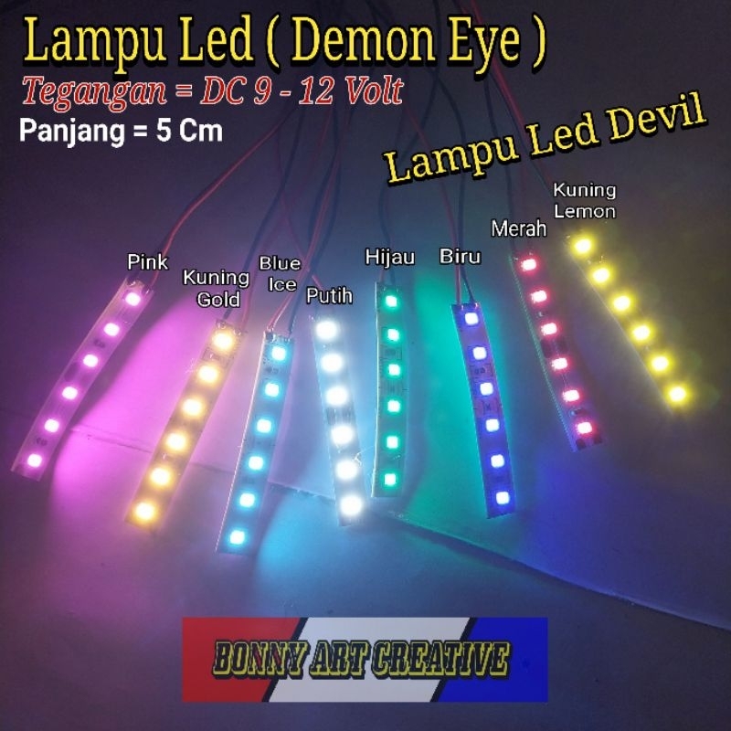 Lampu Led Demon Eye -  Lampu Led Devil (DC 9 - 12 Volt) Panjang Lampu 5 Cm