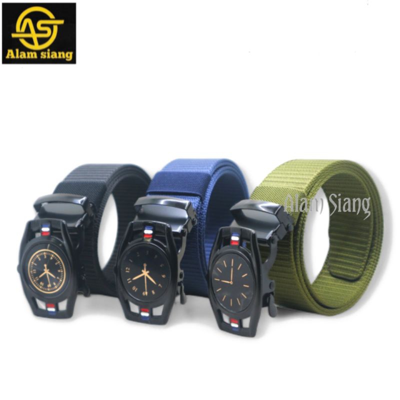 IKAT PINGGANG TACTICAL PRIA NYLON KEPALA MODEL JAM