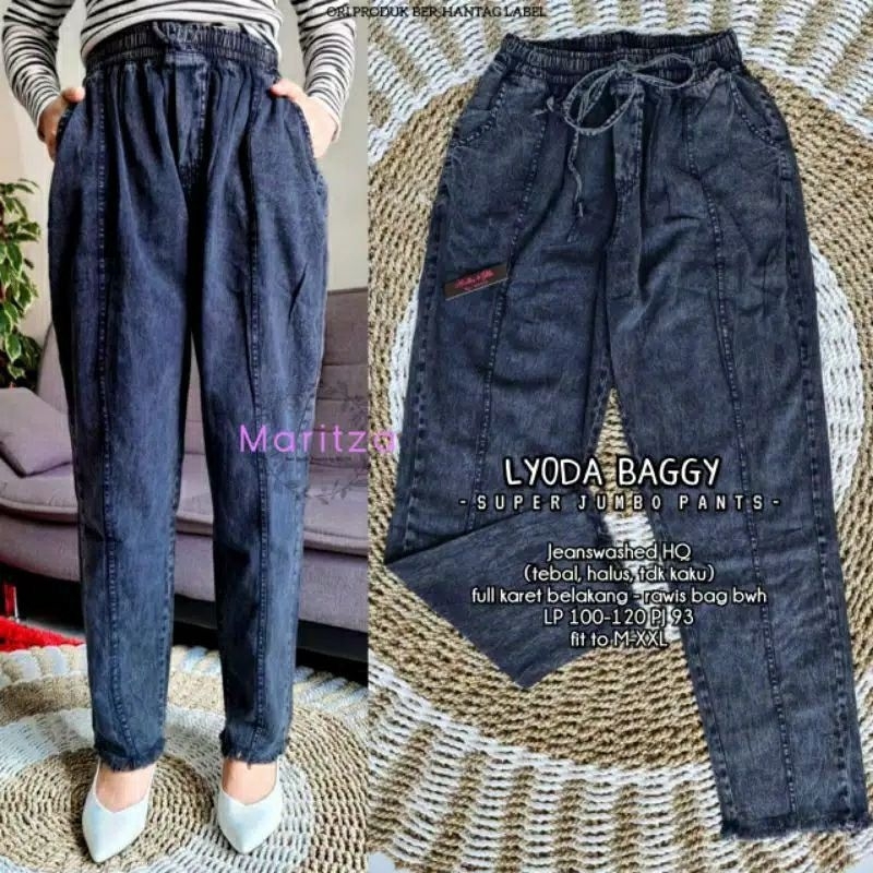 celan jeans  Jumbo Pants Lyoda Baggy celana boyfren rawis