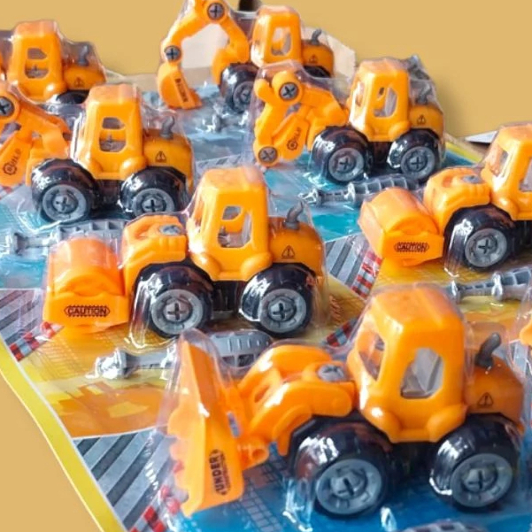 mainan mobil kontruksi DIY set obeng satuan / mobil mobilan / truk beko buldozer stum