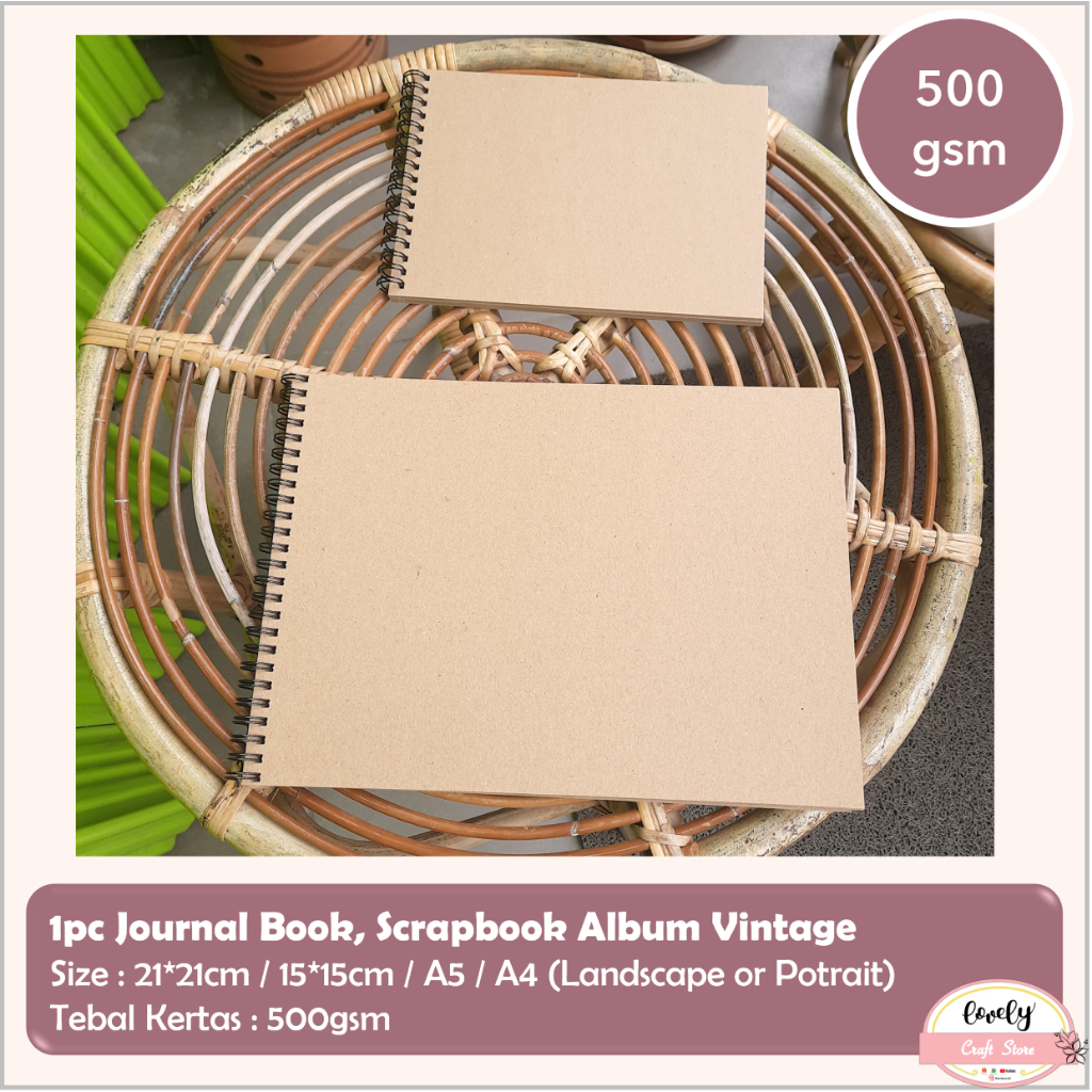 

LovelyCraftStore | 10 lembar 500 gsm Journal Book, Scrapbook Album Vintage, Scrapbook Photo Album, Notebook A5 / A4, Journalling Book, Diary Notebook, Notepad