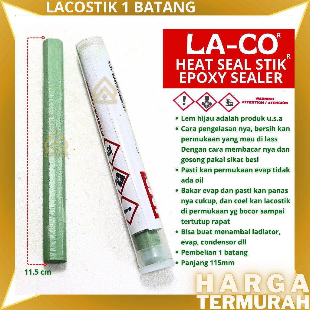 

LACOSTIK PER BATANG | LEM EVAP KULKAS | LEM KULKAS BOCOR | LEM HIJAU | LA-CO HEAT-SEAL STIK / BATANG