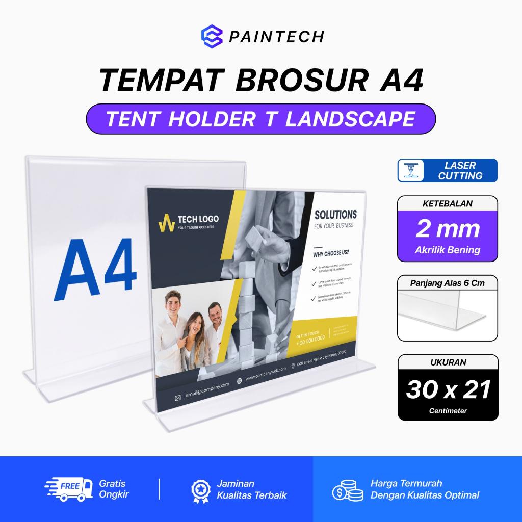 

Tent Holder Akrilik T Tempat Brosur Bening Ukuran A4 Horizontal Display Acrylic