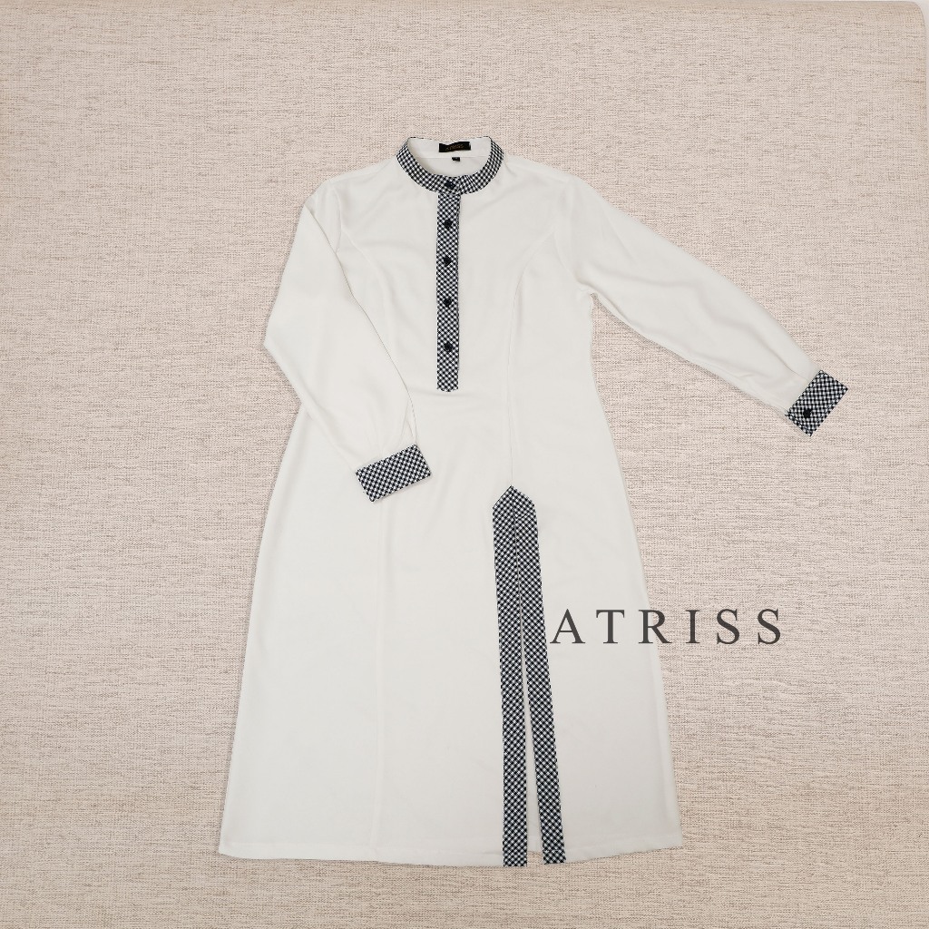 ATRISS Zaina Long tunik. Atasan Tunik putih Formal Big size Jumbo