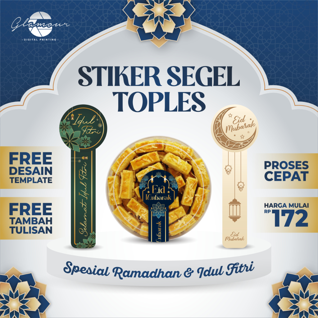 

Stiker Segel Toples Lebaran Idul Fitri | Stiker Segel Botol Custom | Stiker Kue Kering Label Makanan