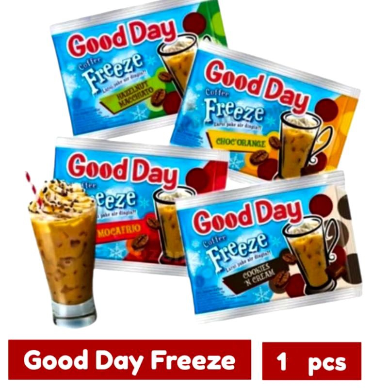 

GOODDAY FREEZE MOCAFRIO, HAZELNUT, ORANGE, COOKIES N CREAM 1 SACHET