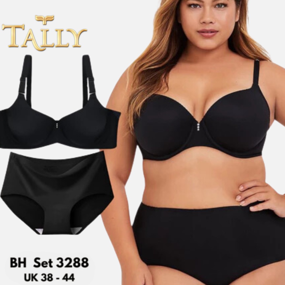 KODE I66G TALLY BH 3288  C 8 XXL Bra Set Wanita Ada Kawat Bahan Nilon Busa Tipis D  E Kait 4 Cup Jum