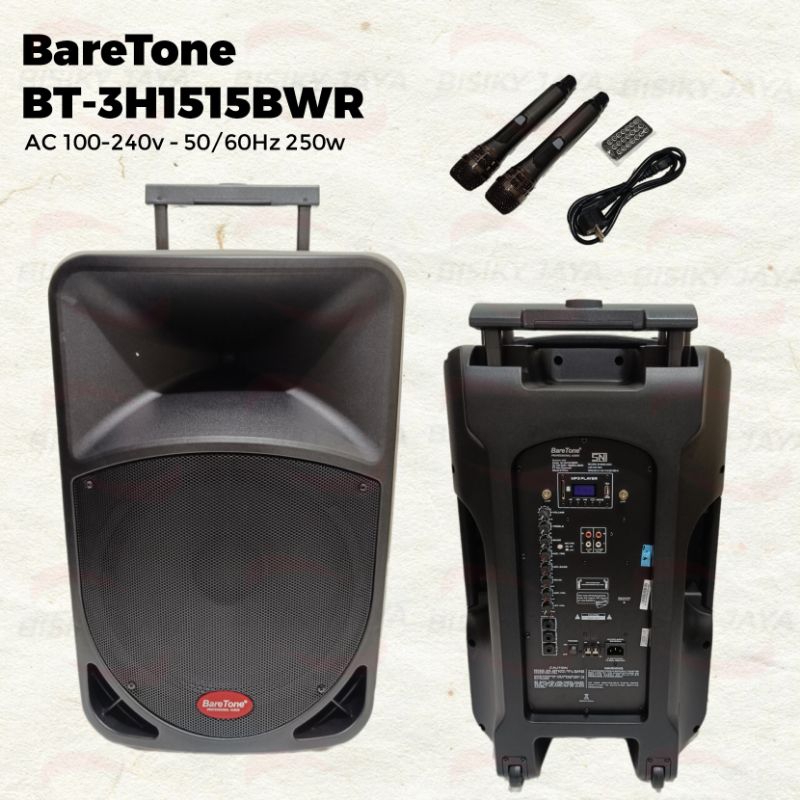 Speaker Portable 15 inch Baretone BT-3H1515BWR Original Portable Baretone 1515 BWR Bluetooth