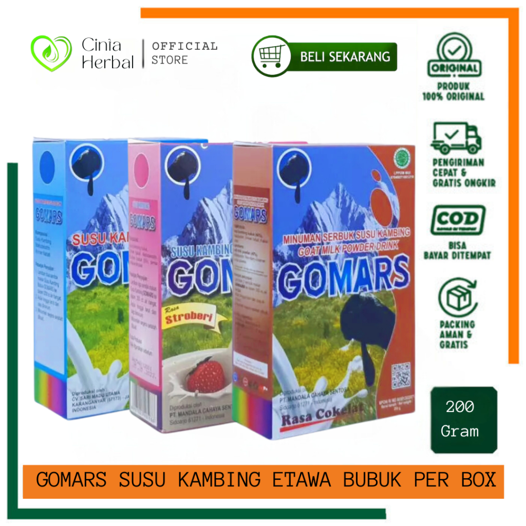 

Susu Kambing Etawa Gomars Rasa Original | Cokelat | Strawberry 200gr