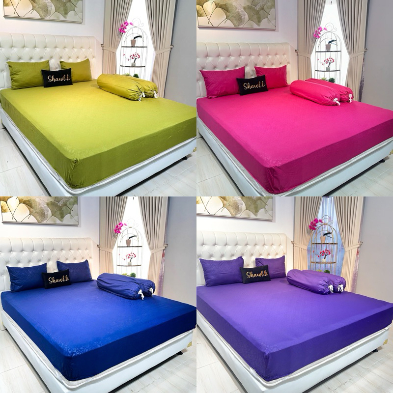 Sprei double karet anti geser sprei anti geser polos embos tinggi sprey 20 cm ukuran 180,160,120 sep