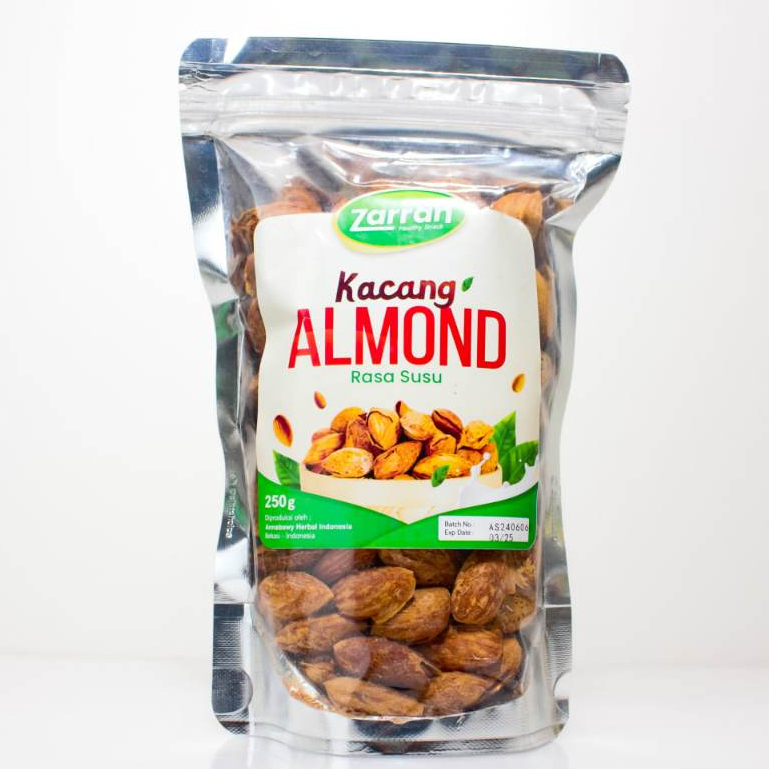 

Kacang Premium Almond Cangkang Roasted Rasa Susu / Butter Milk 250gr Organik Tanpa Campuran