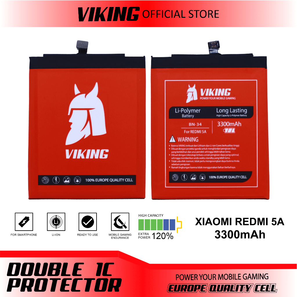 VIKING Baterai Xiaomi Redmi 5A BN34 Double Power
