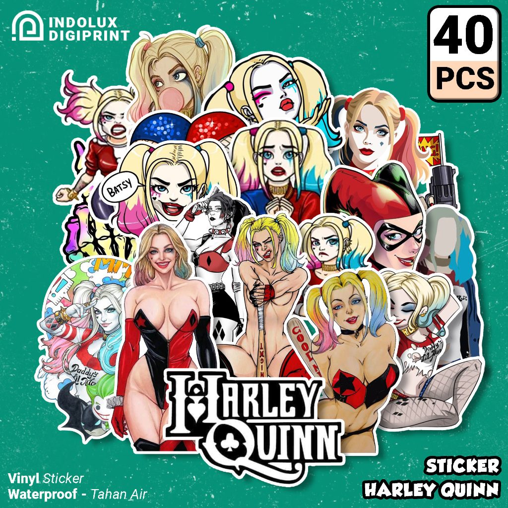 

Sticker Harley Quinn 40 PCS Superhero Margot Robbie Stiker Villain Batman Gotham Anti Air