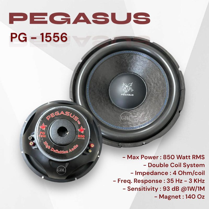 Subwoofer 15inch Pegasus PG-1556 Double Coil Pegasus 15'' PG-1556 Speaker Mobil Audio Car