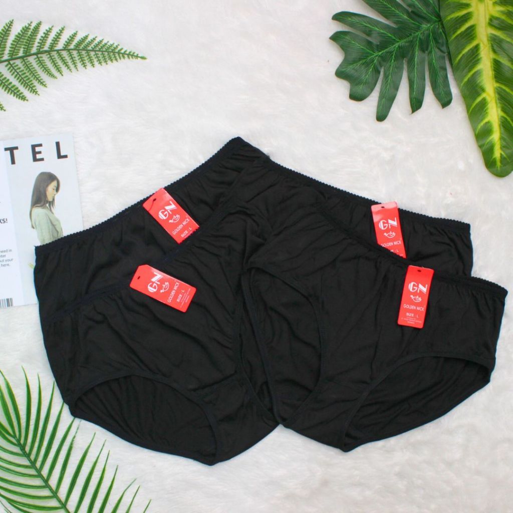 (6 Pcs) CELANA DALAM WANITA GOLDEN NICK CD PEREMUAN WARNA HITAM GN 937