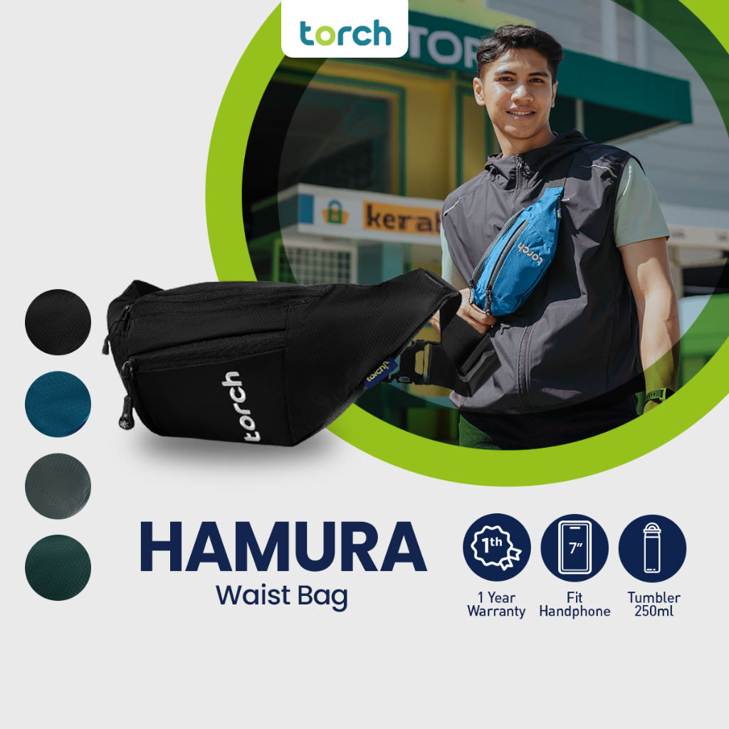 TORCH Tas Pinggang Slempang Ringan Anti Air Pria Wanita - Waist bag Sling Waterproof Hamura