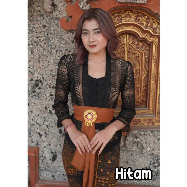 Atasan Kebaya Kutu Batu Polos Modern Brokat Lengan Lonceng Siku 7/8 Set Kebaya Kutubaru Wisuda Konda