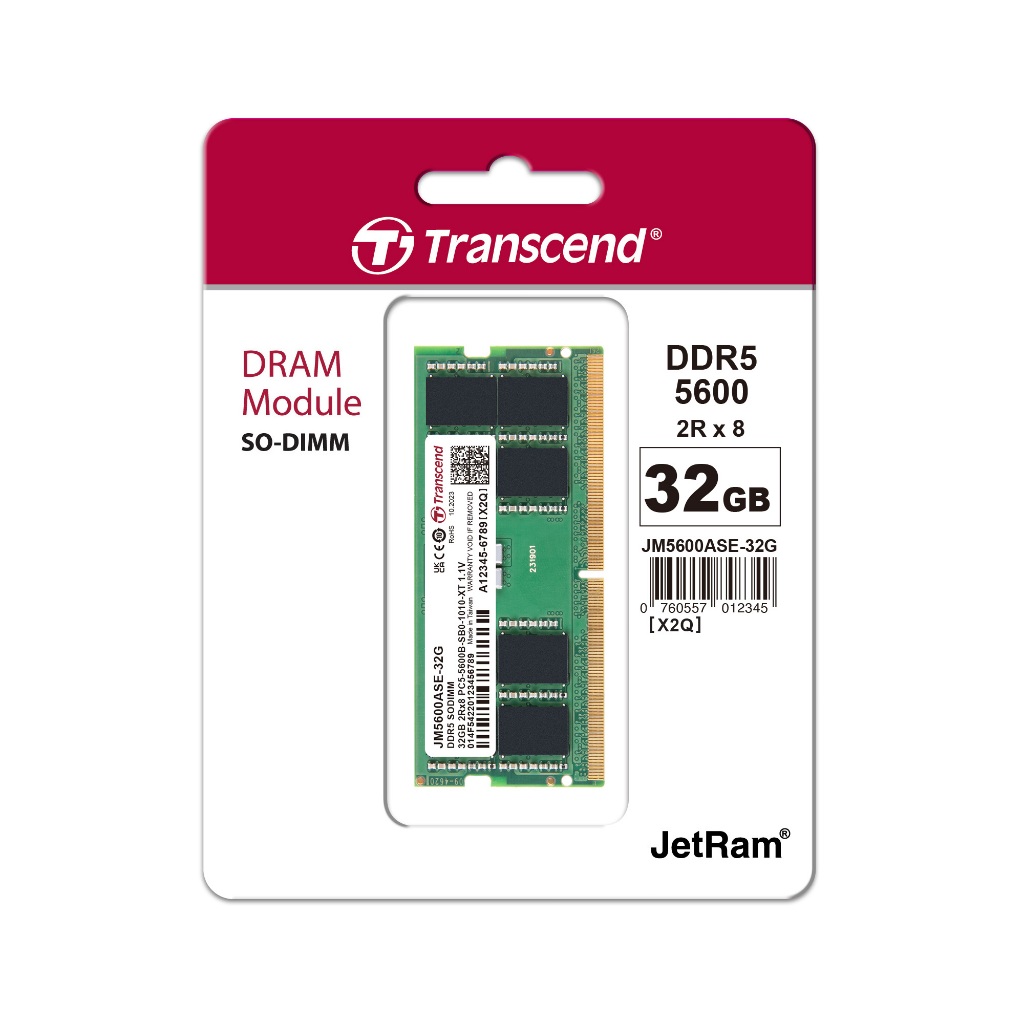 Transcend DDR5 32GB 5600MHz Sodimm - RAM Laptop JM5600ASE-32G