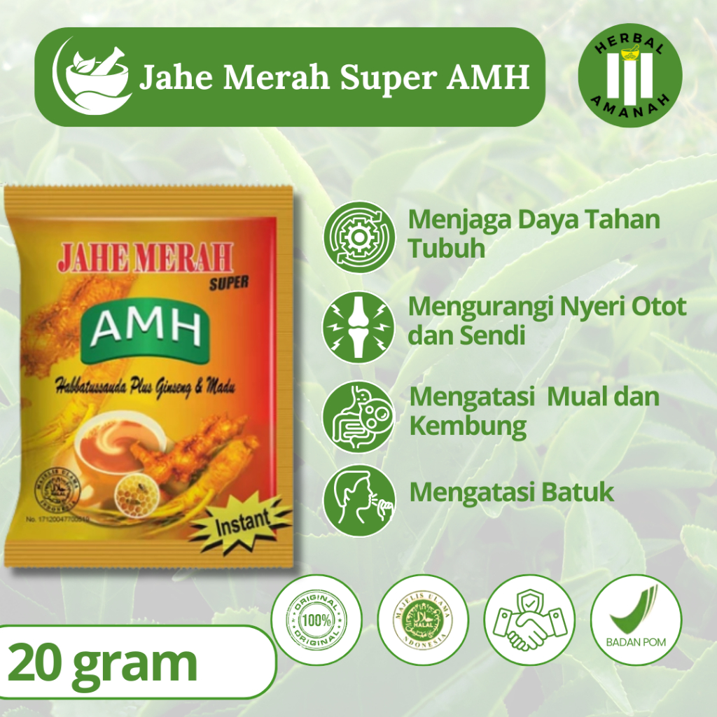 

Jahe Merah Super AMH Amanah Per sachet Asli Original Satuan Atau Rentengan Minuman Instan Serbuk