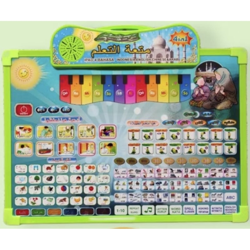 MAINAN ANAK IPAD PAPAN TULIS ANAK 4 bahasa /playpad arab + piano