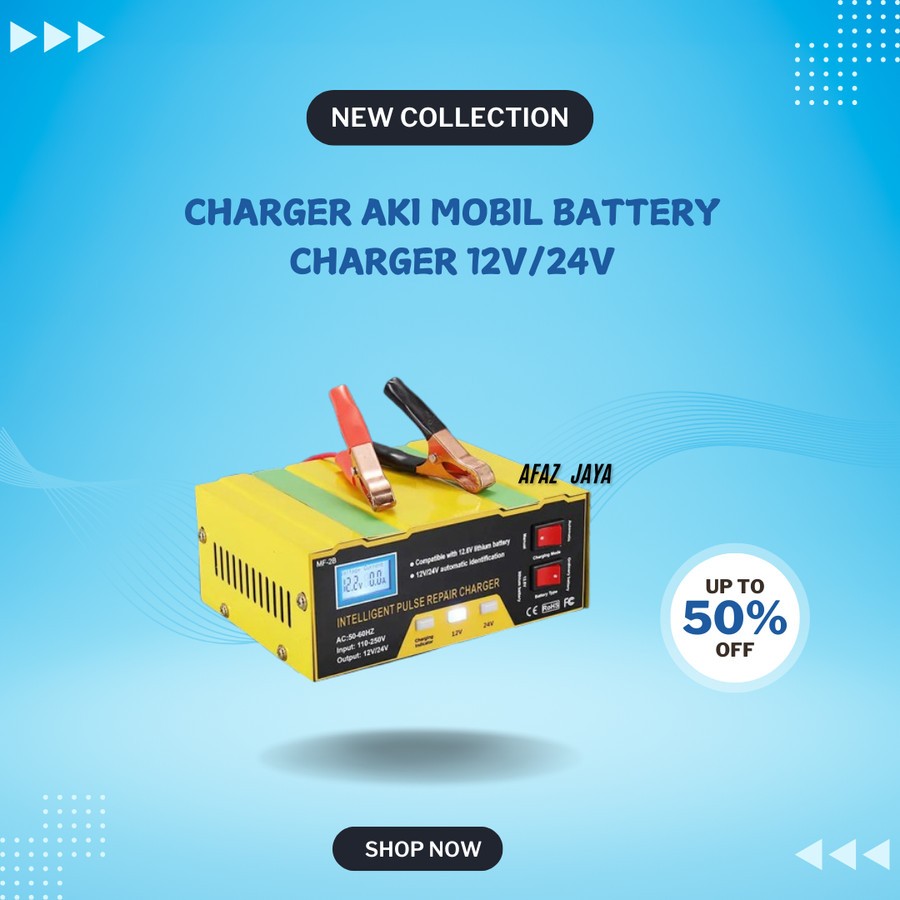 Charger Casan Aki Mobil Battery Charger 12V/24V Smart Battery Charger