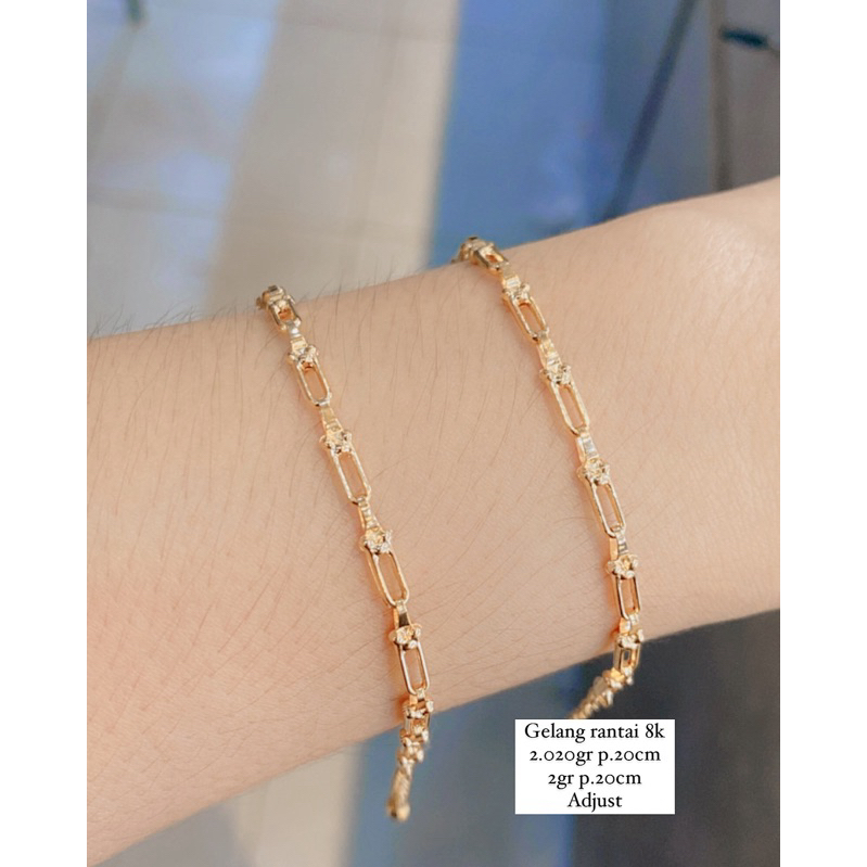 Perhiasan Gelang Emas Putih Model Rantai Kadar 375%/8K