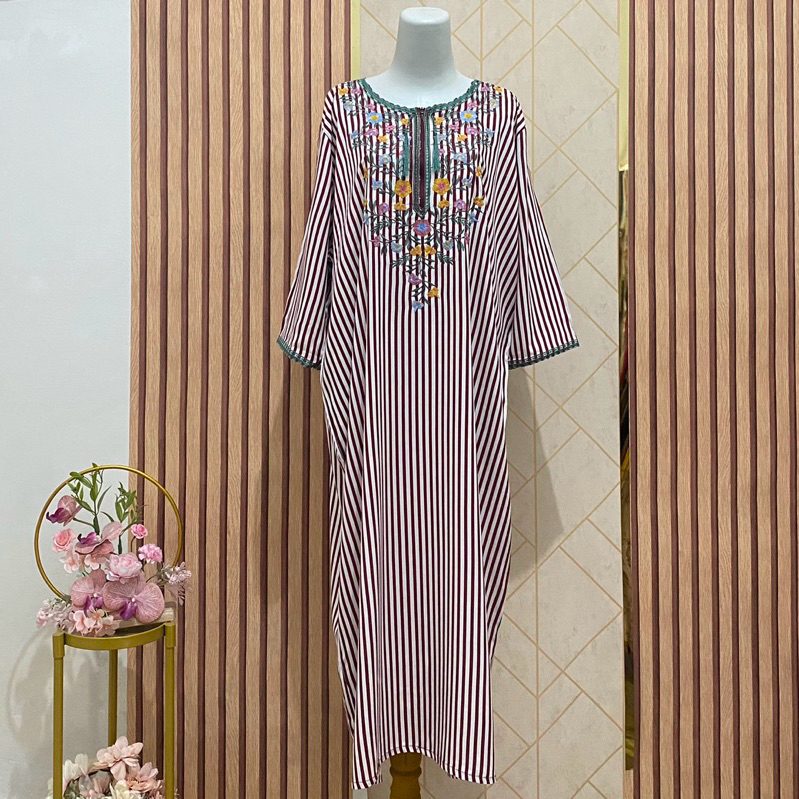 DASTER BORDIR MOTIF SALUR RAYON VISCOSE TANGAN 3/4