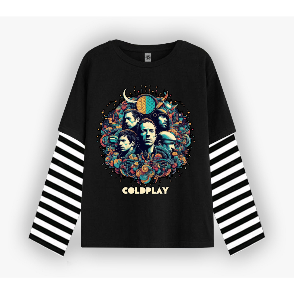 Nouths Tshirt Double layer Coldplay Art long sleeve  band kaos pria wanita