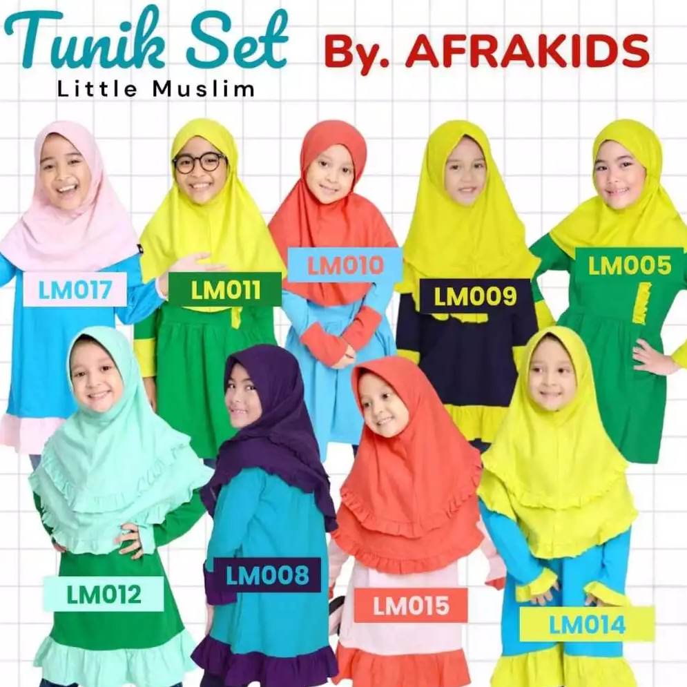 TUNIK SET LITTLE MUSLIM by AFRAKIDS - Tunik + Jilbab - Tunik set anak perempuan