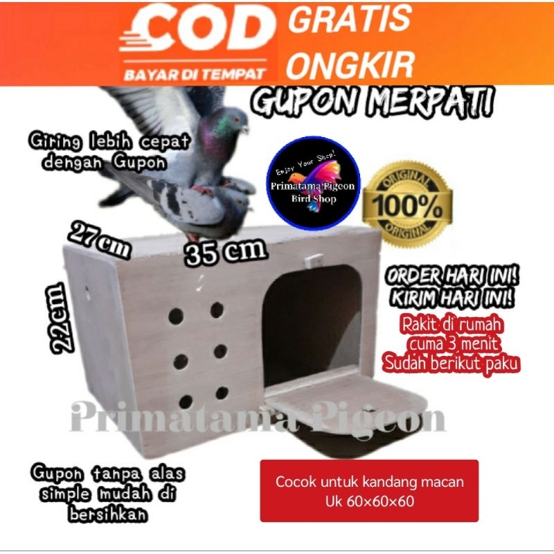 Gupon Merpati tanpa alas dan slorok uk 22×36×27 Kandang Gupon Burung Merpati Tong Merpati