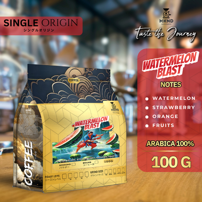 

KOPI ARABIKA WATER MELON BLAST 100 GRAM SINGLE ORIGIN SPECIALTY COFFEE MKND COFFEE