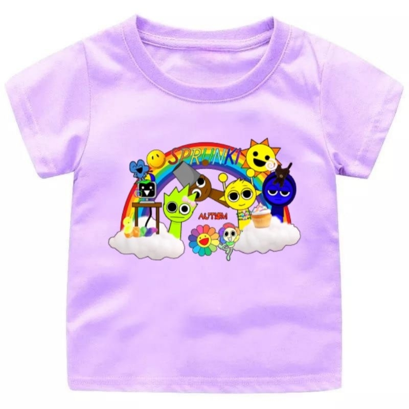 Baju Kaos Sprunki Incredibox Pelangi Anak cowok-Cewek Remaja Dan Juga Dewasa