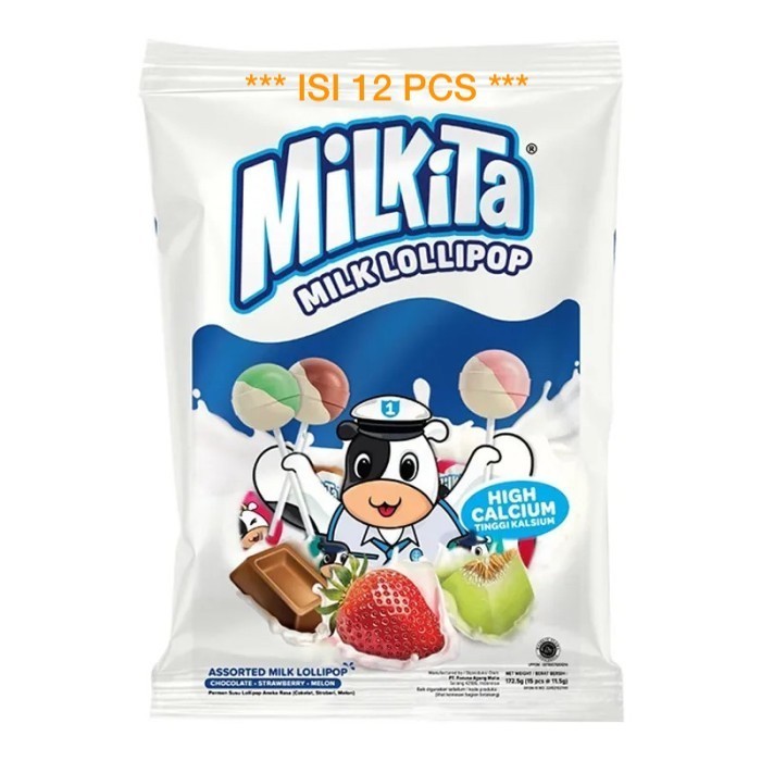 

Milkita Milk Lollipop Permen Susu lolipop aneka rasa 108 gram isi 12 pcs