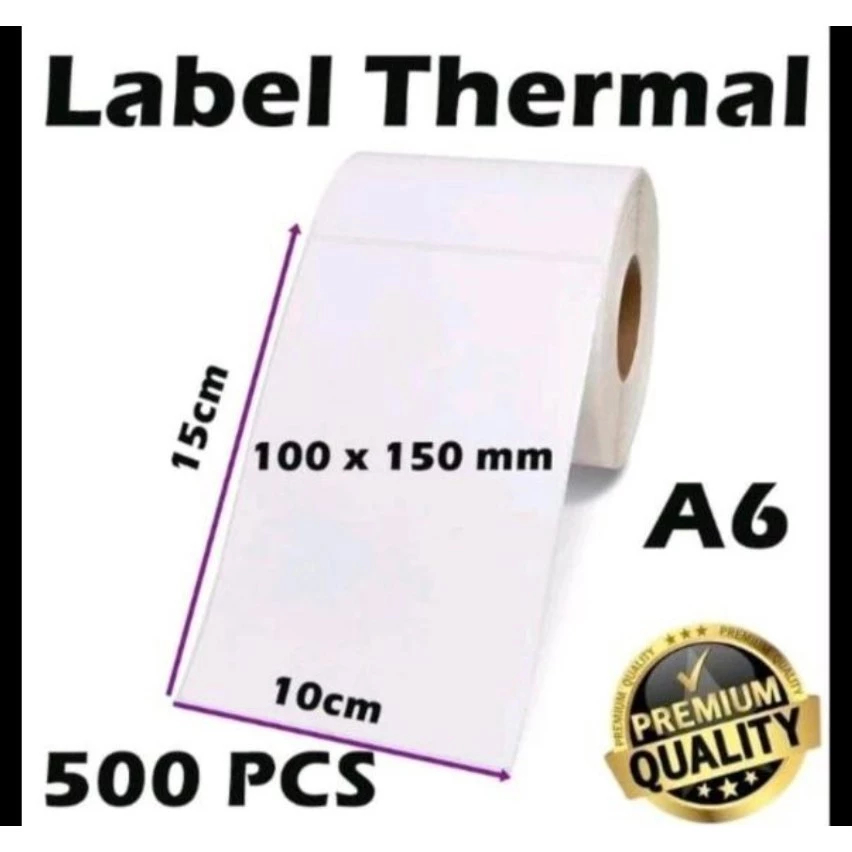 

KERTAS PRINT RESI LABEL STIKER THERMAL 100X150 MM 500PCS A6