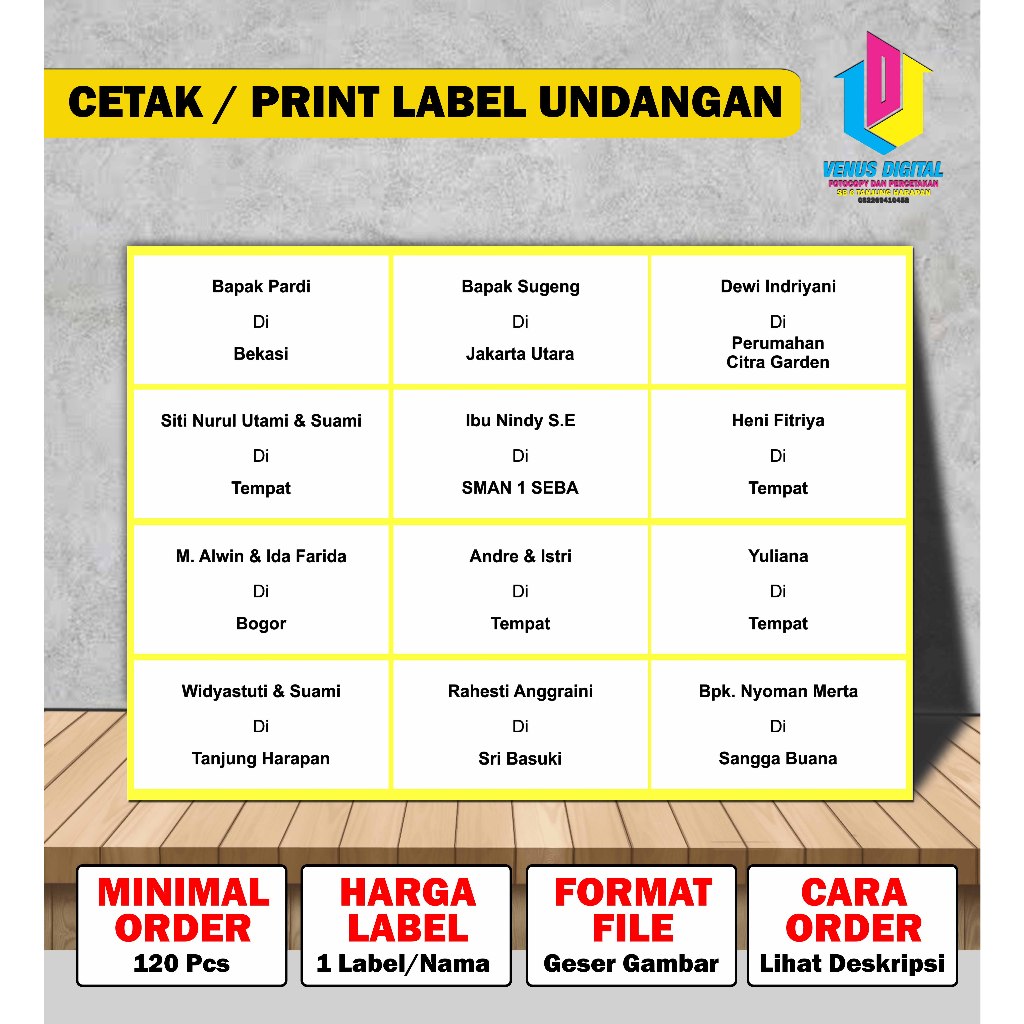 Print Label Undangan Cetak Label Undangan