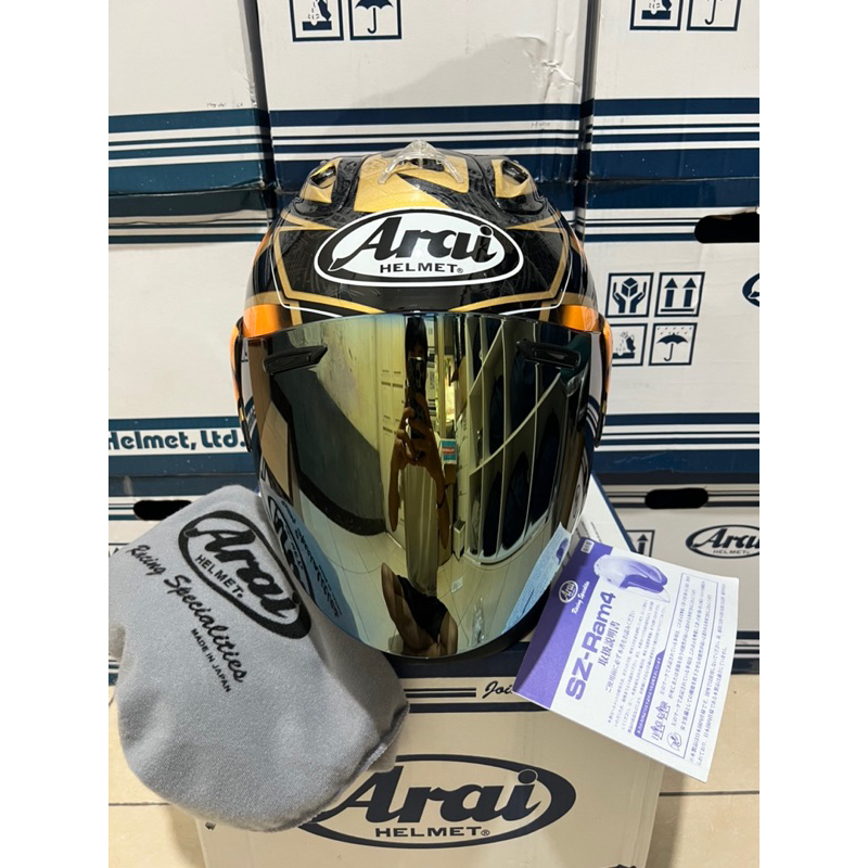 HELM COPY ARAI RAM4 MOTIF PEDROSA SAMURAI GOLD