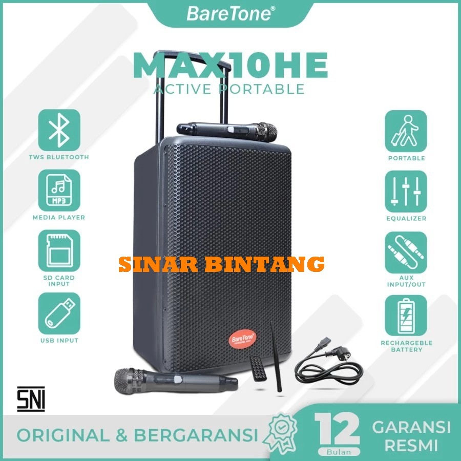 Speaker Portable Baretone MAX10HE baretone MAX 10HE speaker MAX 10 HE Bluetooth-TWS