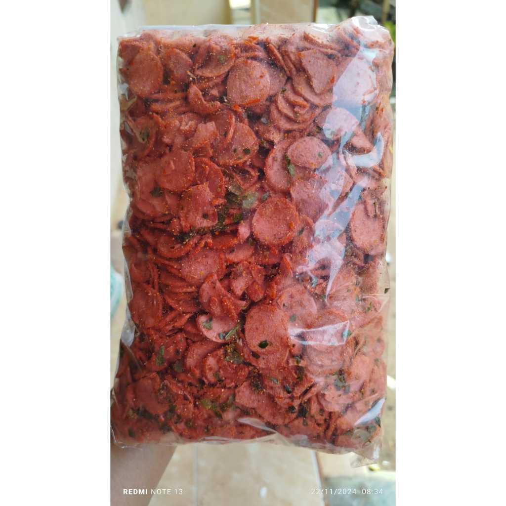 

1 Kg Krupuk Sosis Goreng Pedas Daun Jeruk Gurih Renyah Ternampol