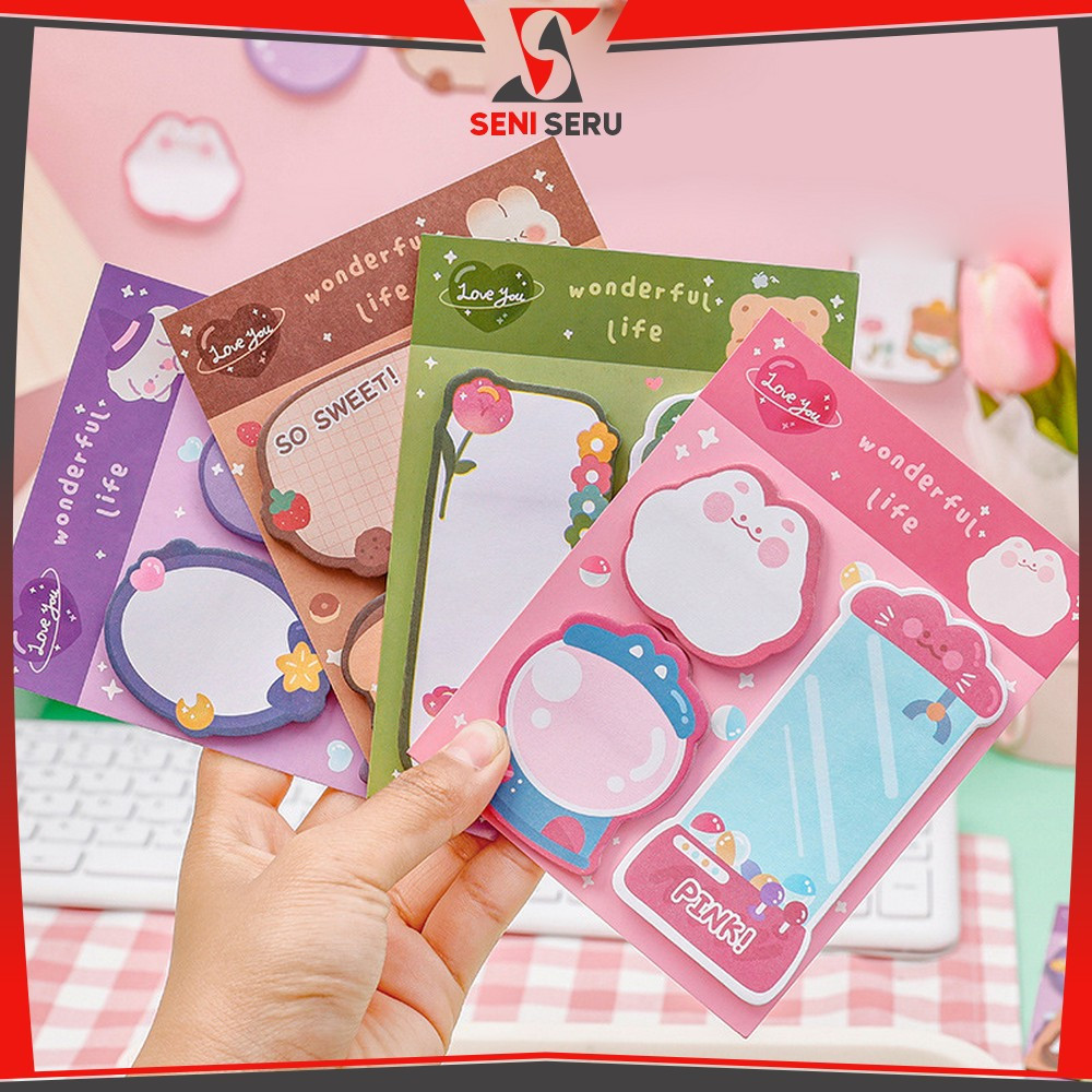 

Sticky Note 3IN1 Tempelan Kertas Motif Kartun Bear Cat / Catatan Pembatas Buku 60 Lembar Kertas Memo Pola Hewan Lucu Seni Seru A89